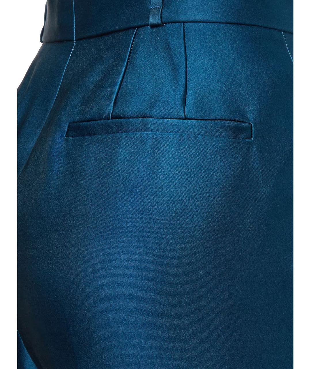 FENDI Синие шелковые прямые брюки, фото 3
