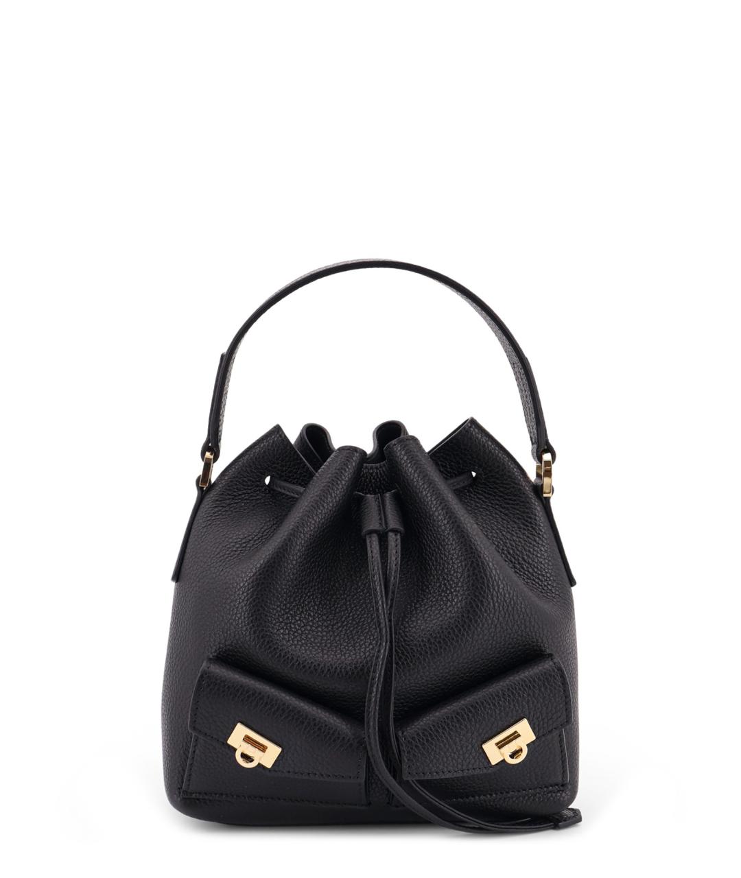 FERRAGAMO Черная кожаная сумка через плечо, фото 1