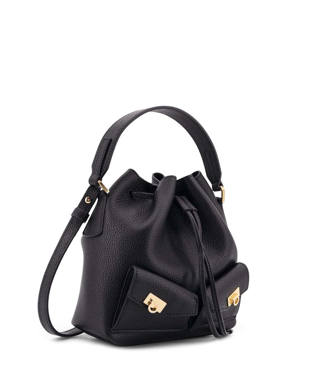 FERRAGAMO Черная кожаная сумка через плечо, фото 3