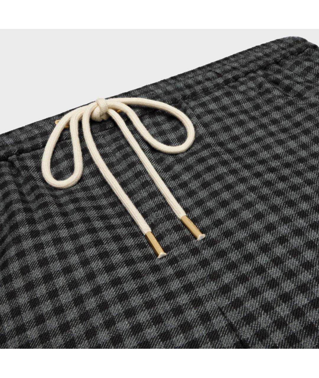 CELINE Антрацитовые шерстяные прямые брюки, фото 3