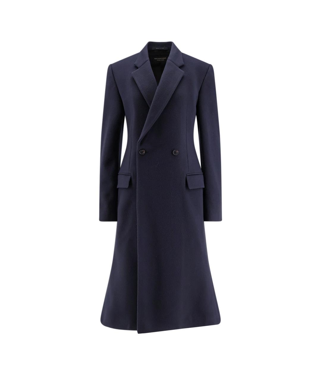 BALENCIAGA Темно-синее шерстяное пальто, фото 1