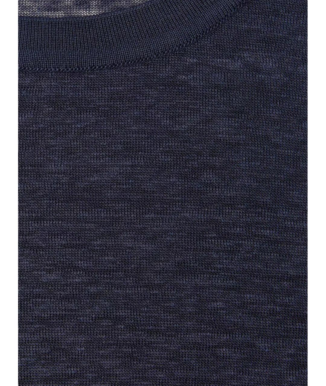 LORO PIANA Синяя льняная футболка, фото 3