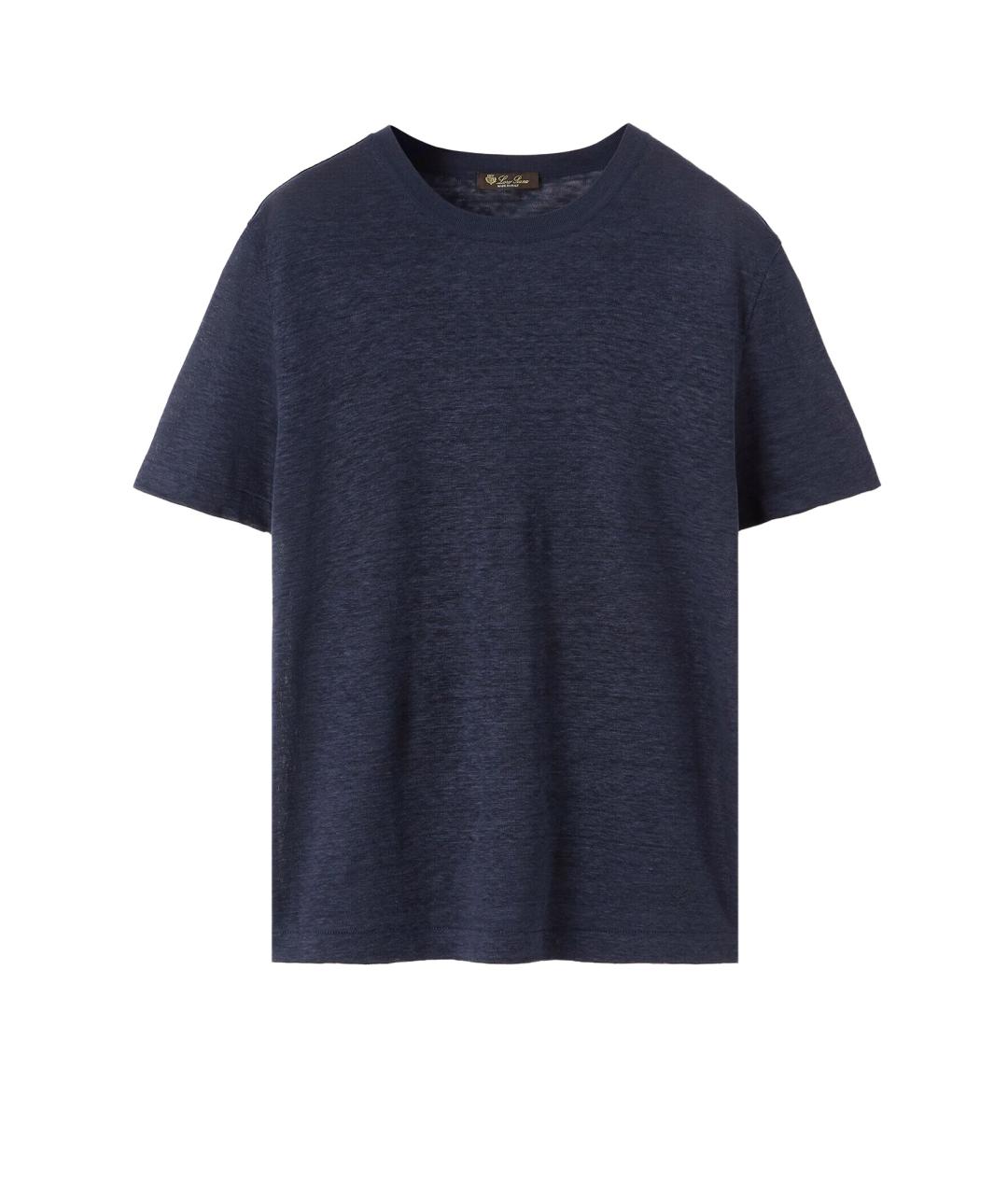 LORO PIANA Синяя льняная футболка, фото 1