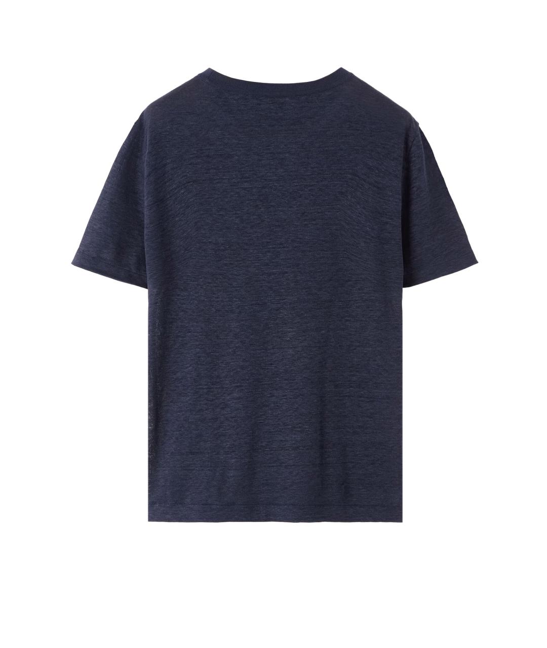 LORO PIANA Синяя льняная футболка, фото 2