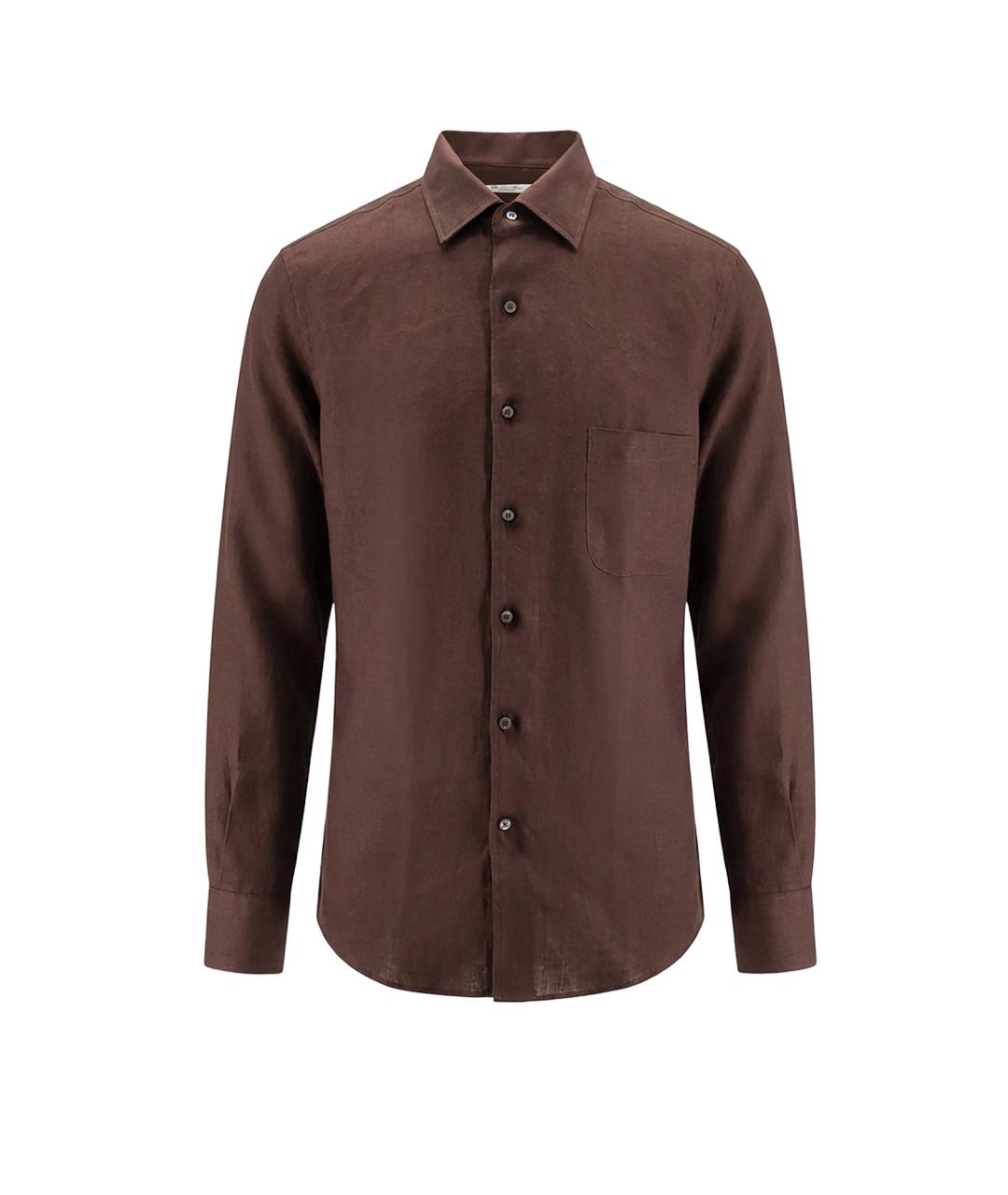 LORO PIANA Коричневая льняная кэжуал рубашка, фото 1