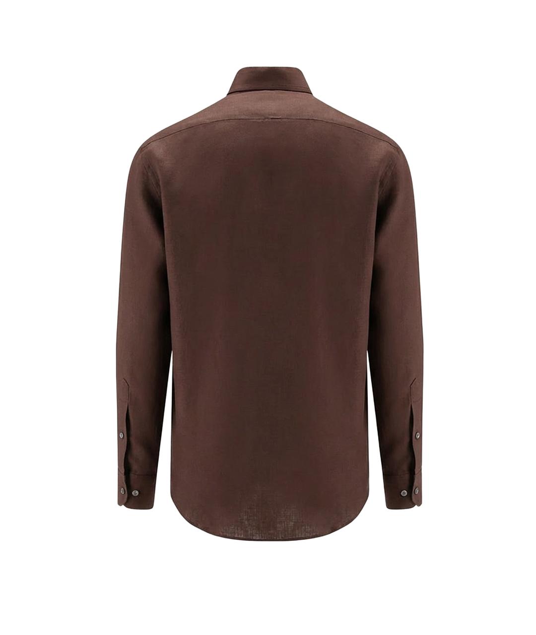 LORO PIANA Коричневая льняная кэжуал рубашка, фото 2