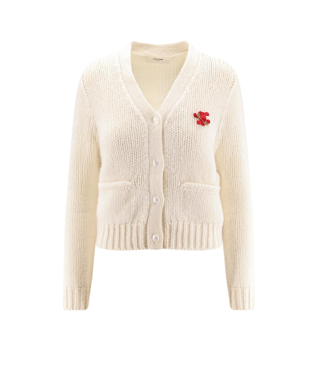 CELINE Белый кашемировый кардиган, фото 1