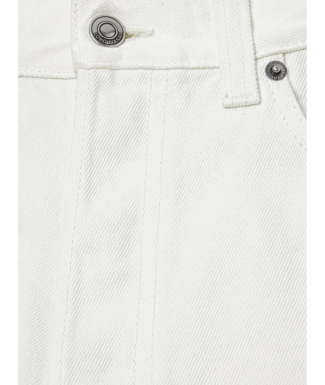 LORO PIANA Белые хлопковые прямые джинсы, фото 3