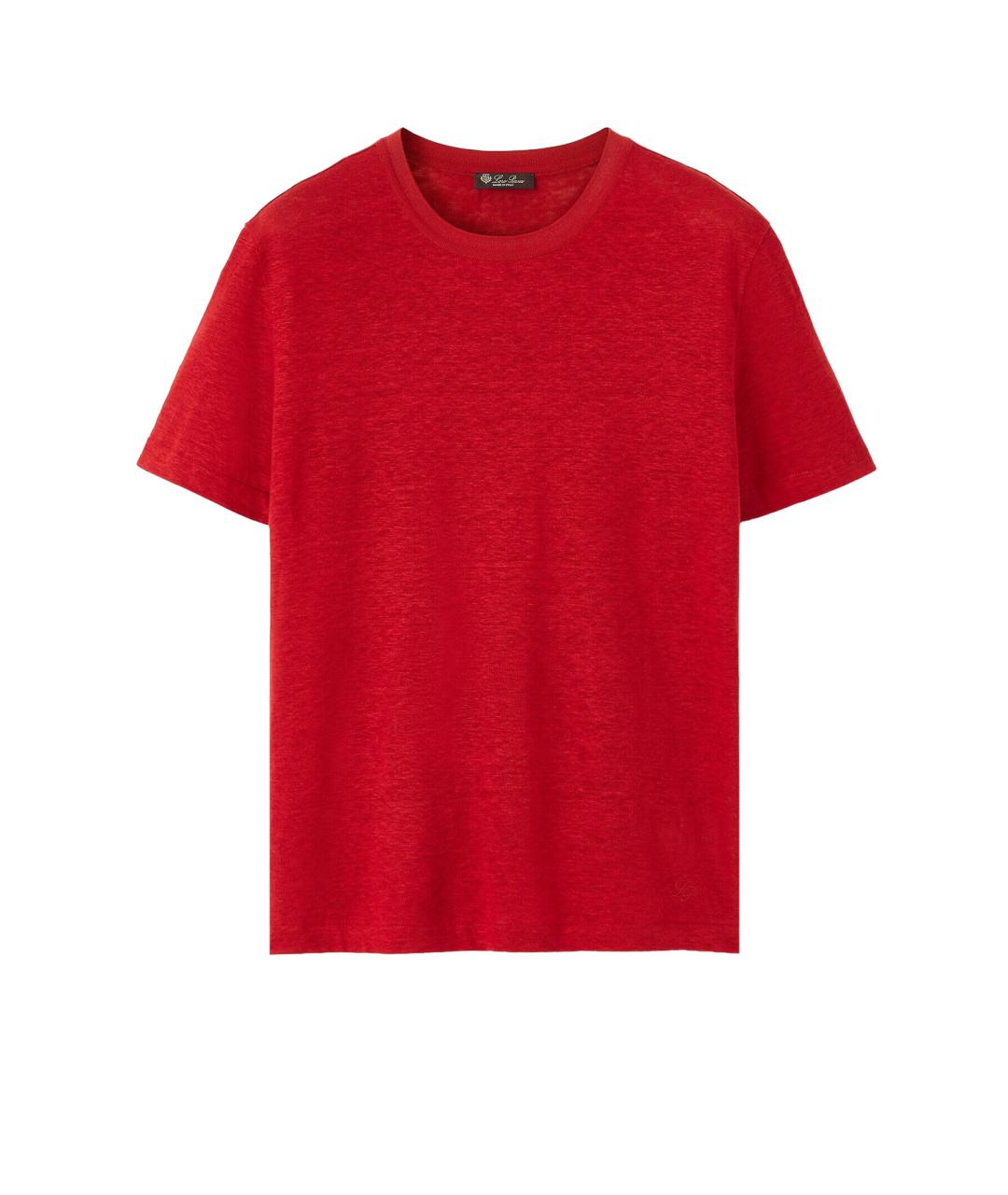 LORO PIANA Красная льняная футболка, фото 1