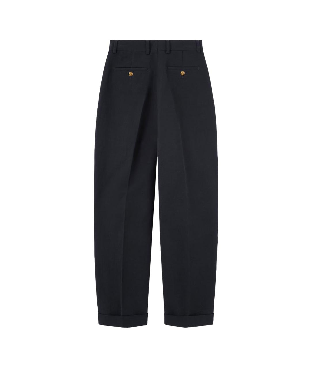 LORO PIANA Темно-синие льняные прямые брюки, фото 2