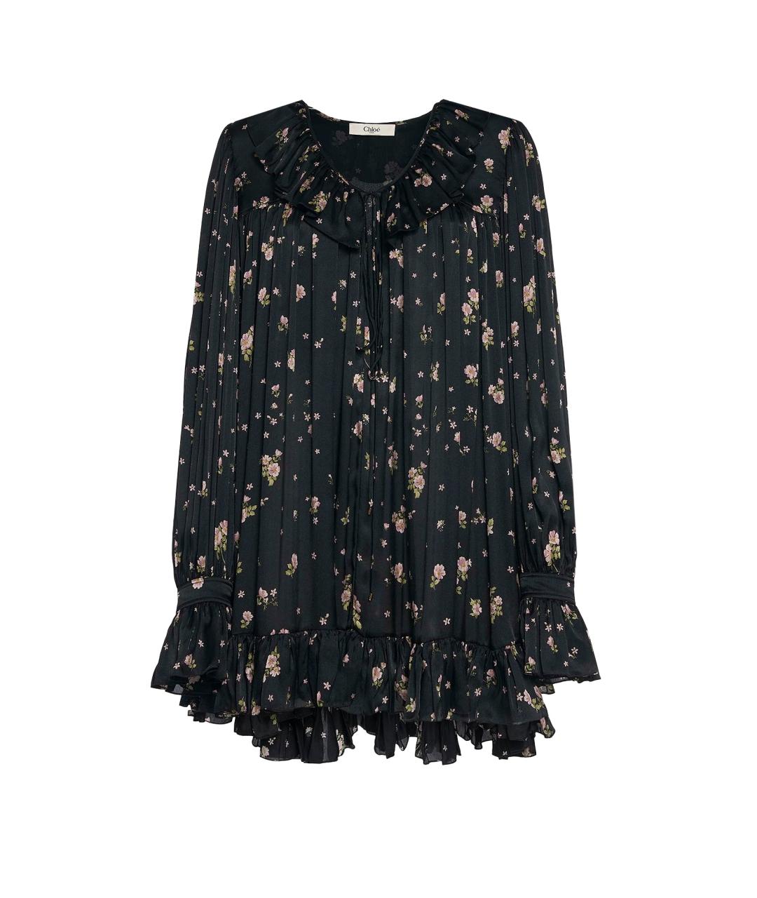 CHLOE Черное шелковое коктейльное платье, фото 1