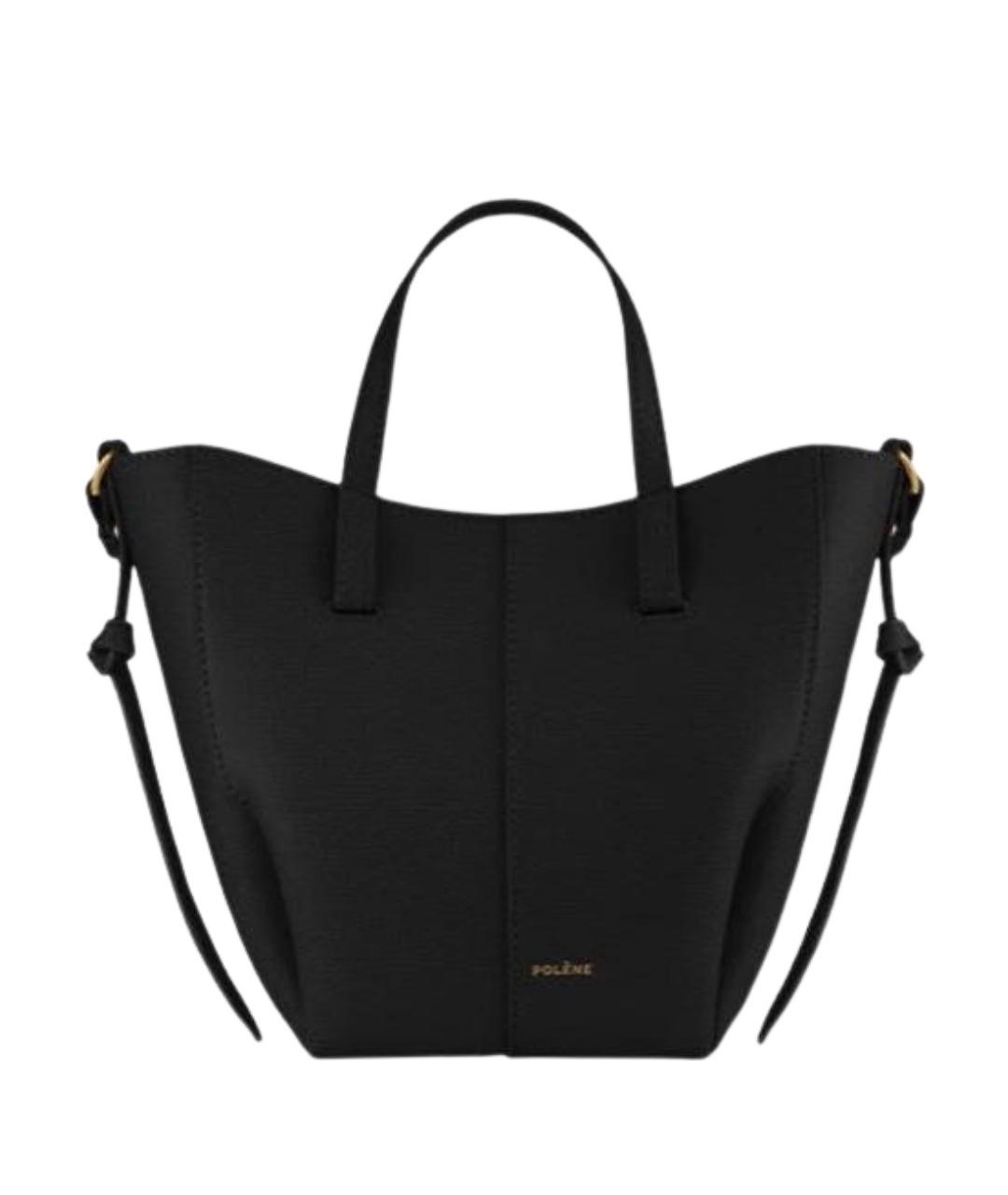 POLENE Черная кожаная сумка тоут, фото 1