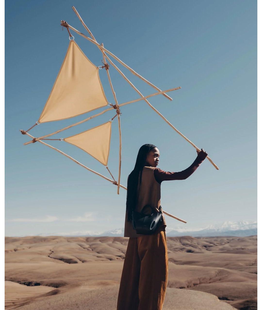 POLENE Черная кожаная сумка тоут, фото 2