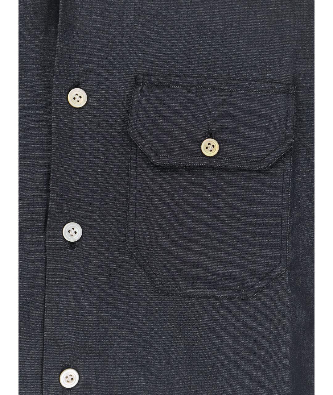 KITON Черная хлопковая классическая рубашка, фото 3