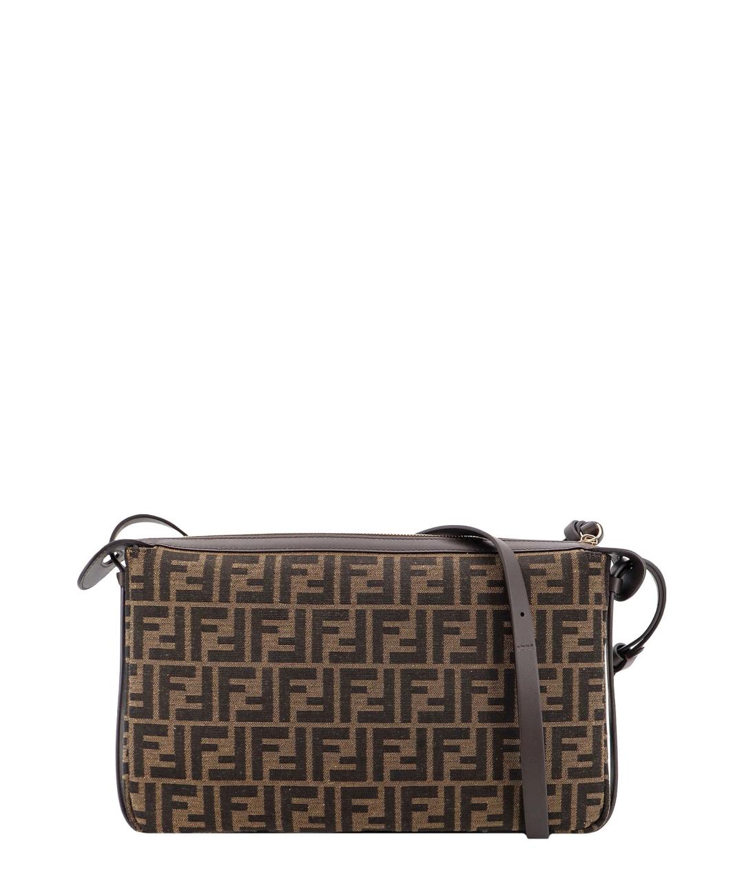 FENDI Коричневая жаккардовая сумка через плечо, фото 2