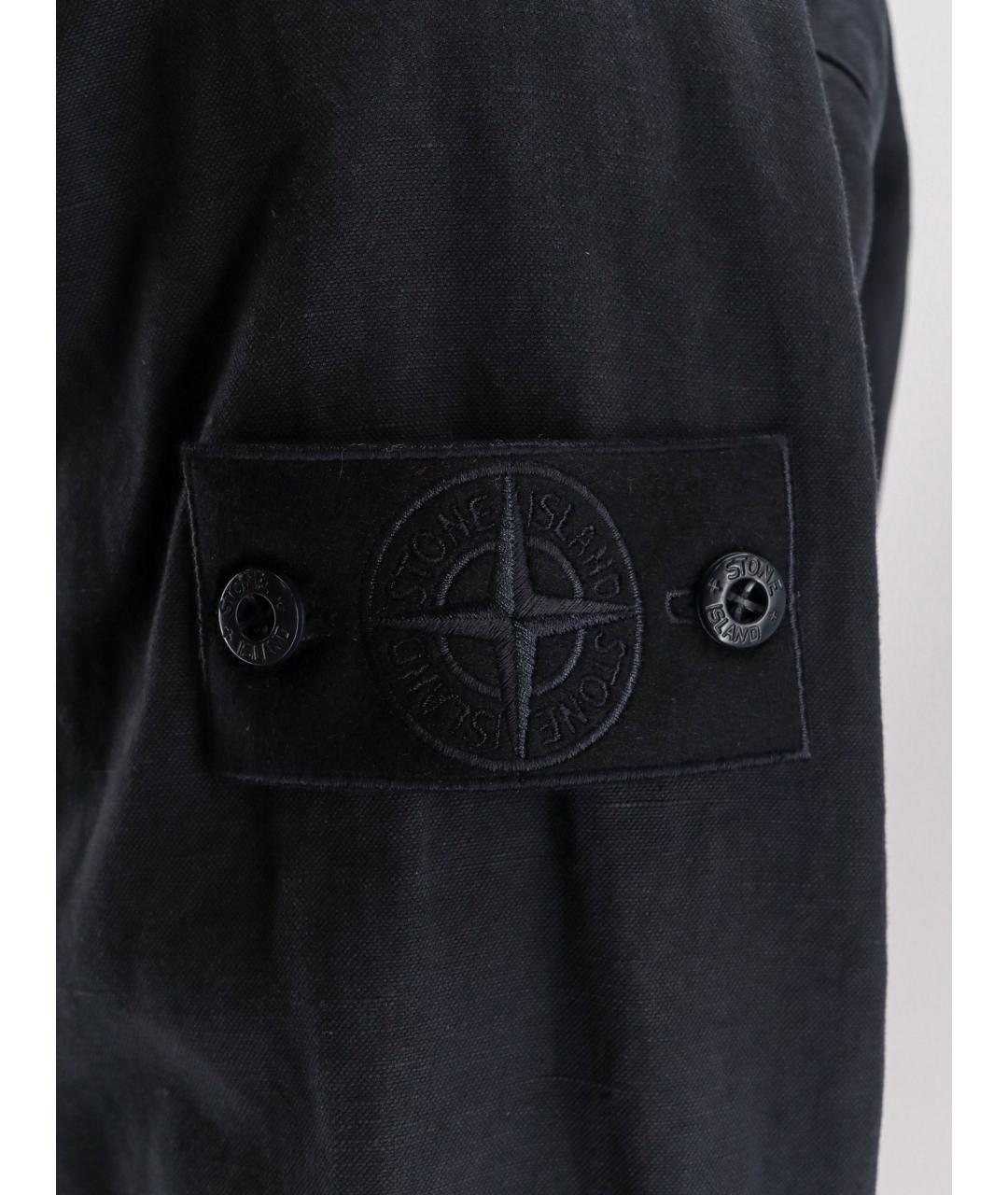 STONE ISLAND Темно-синяя хлопковая кэжуал рубашка, фото 3