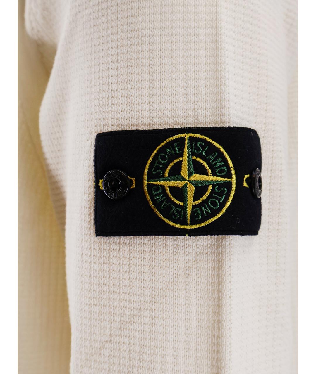 STONE ISLAND Белый хлопковый джемпер / свитер, фото 3