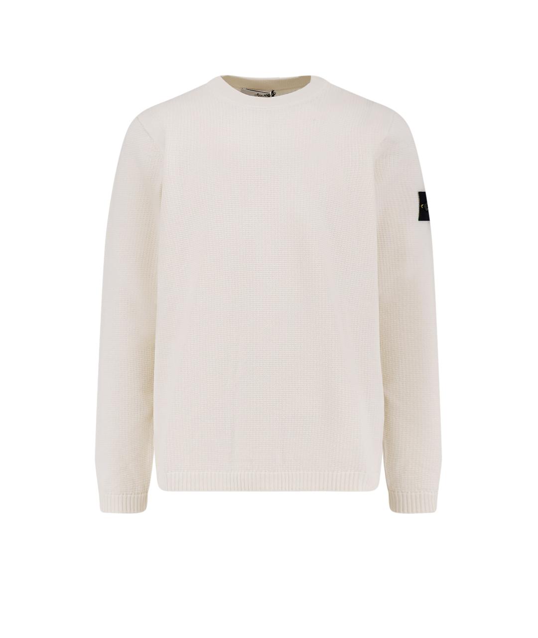 STONE ISLAND Белый хлопковый джемпер / свитер, фото 1
