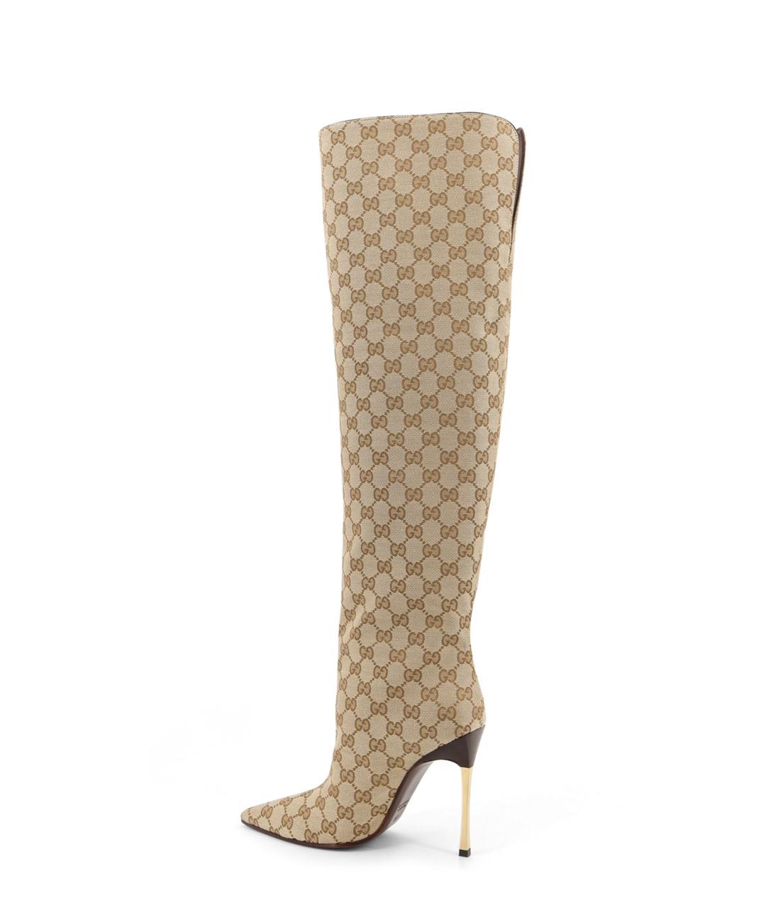 GUCCI Бежевые текстильные сапоги, фото 3