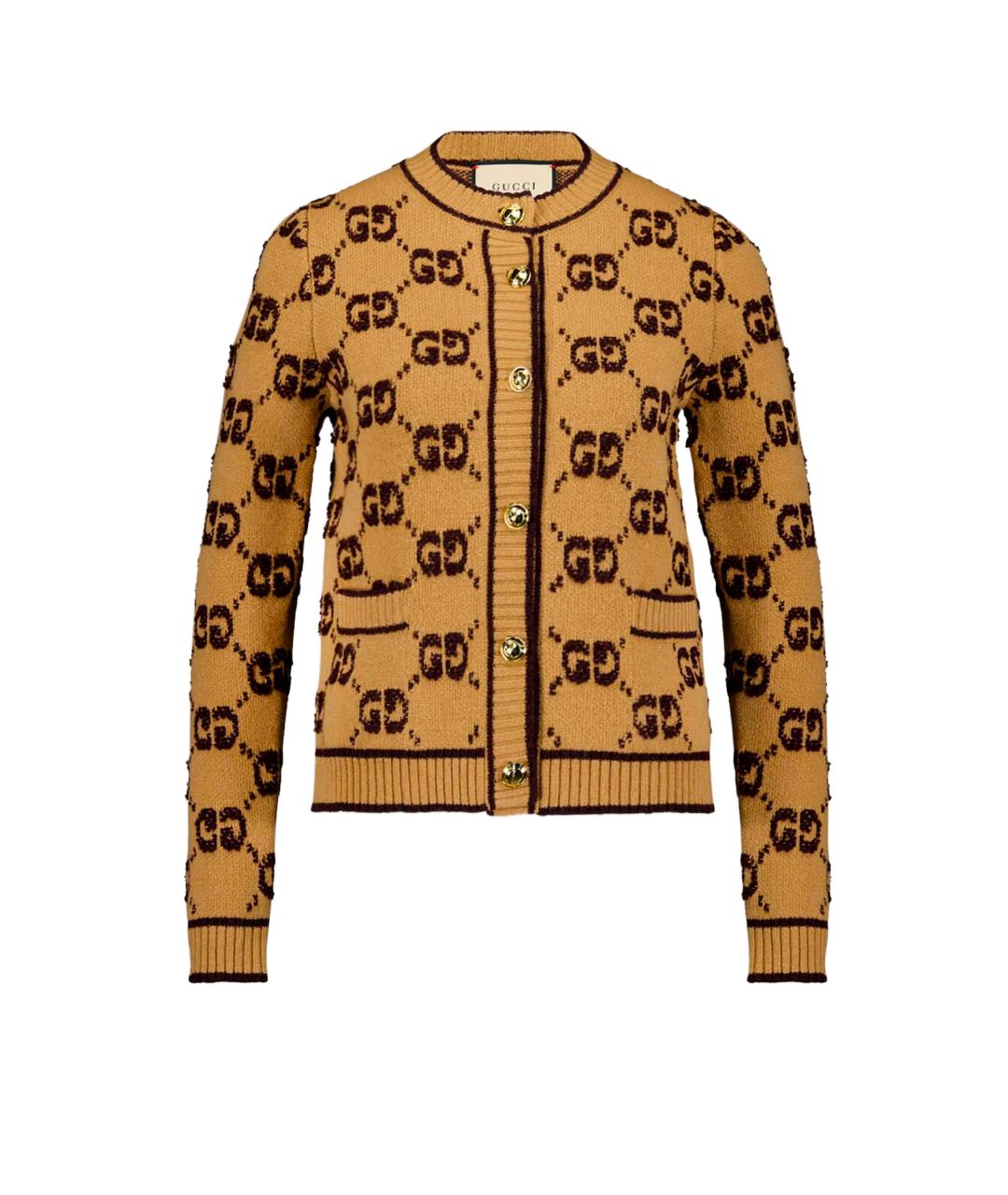 GUCCI Бежевый шерстяной кардиган, фото 1