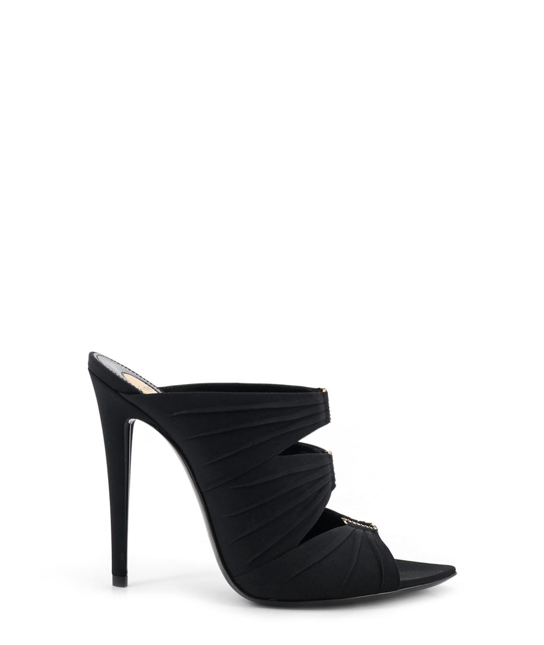 SAINT LAURENT Черные текстильные мюли, фото 1