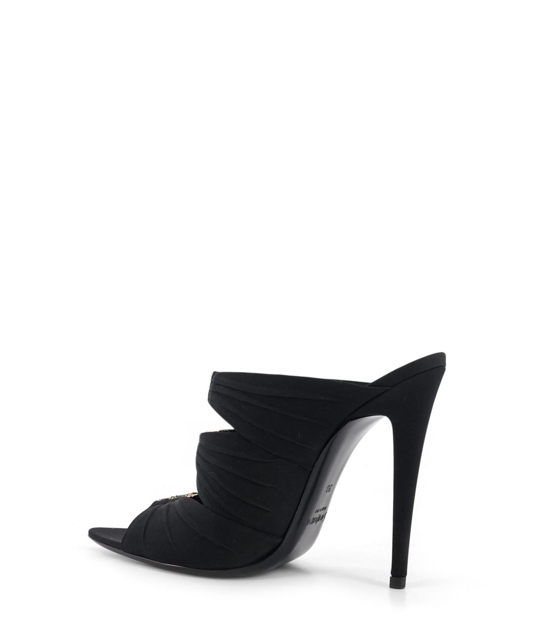 SAINT LAURENT Черные текстильные мюли, фото 3