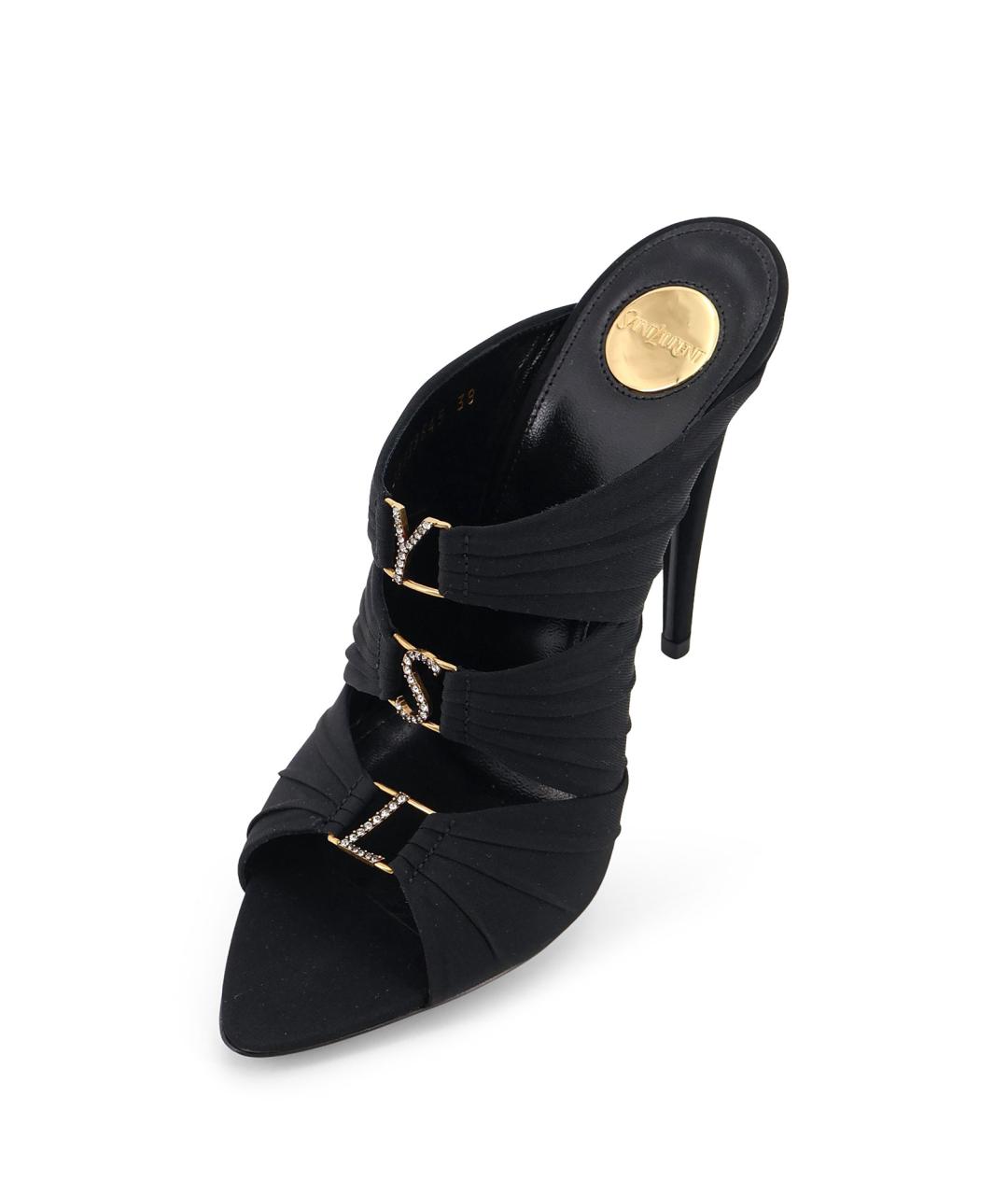 SAINT LAURENT Черные текстильные мюли, фото 4