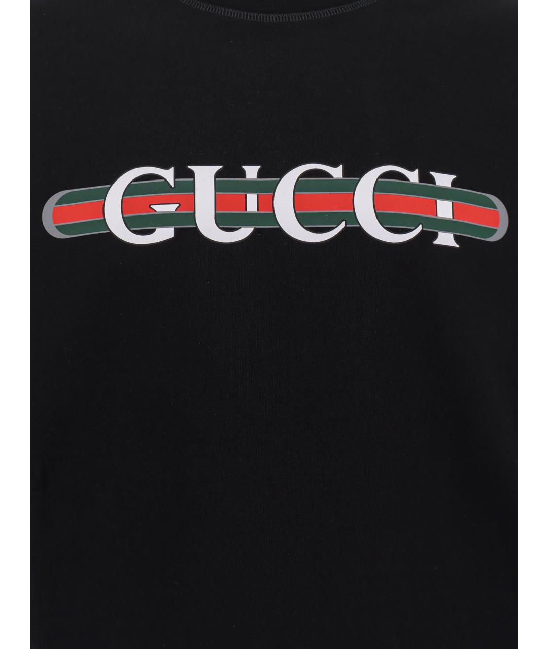 GUCCI Черная хлопковая футболка, фото 3