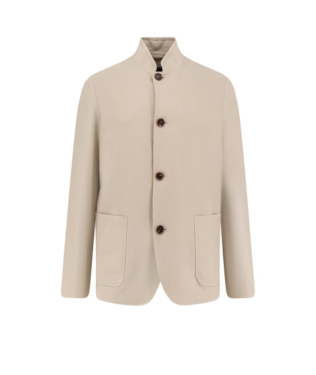 LORO PIANA Бежевый льняной пиджак, фото 1