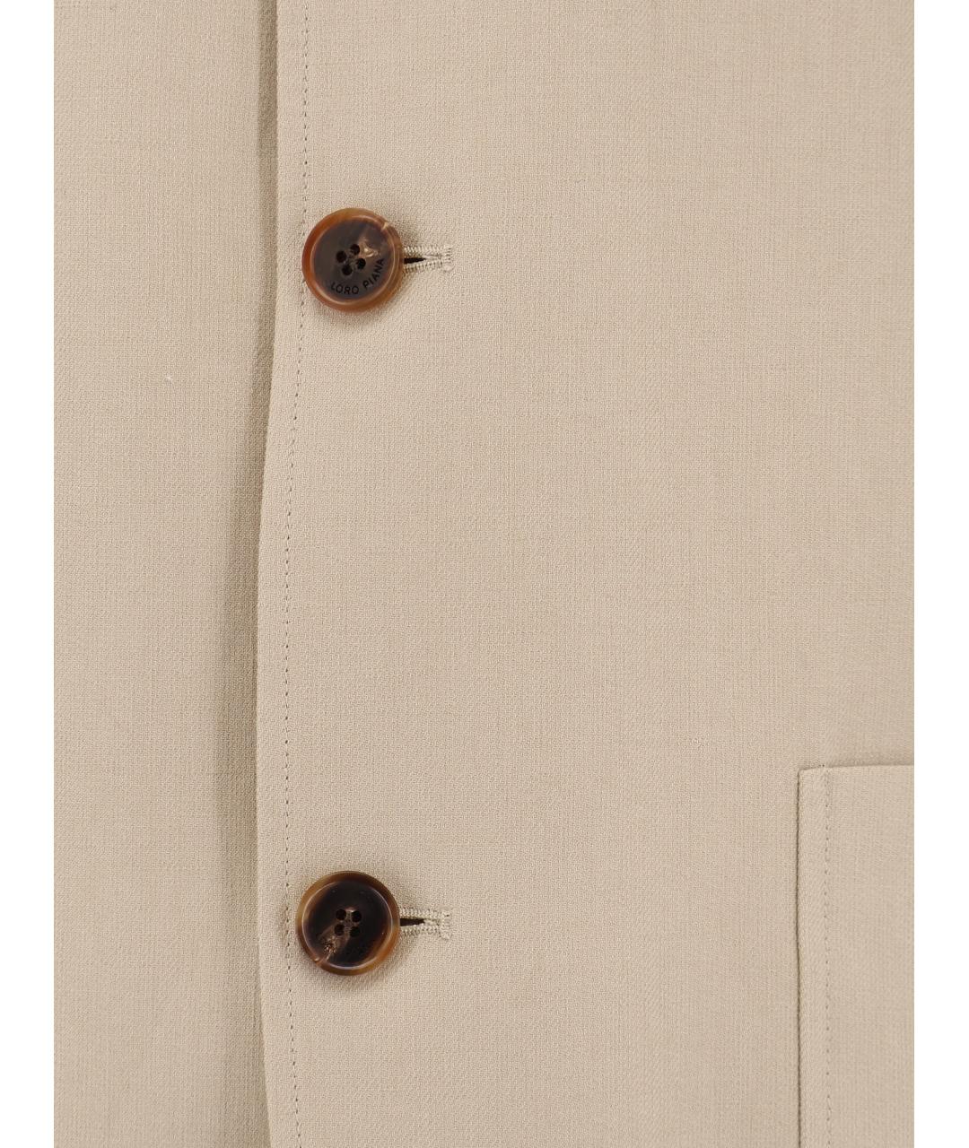 LORO PIANA Бежевый льняной пиджак, фото 3