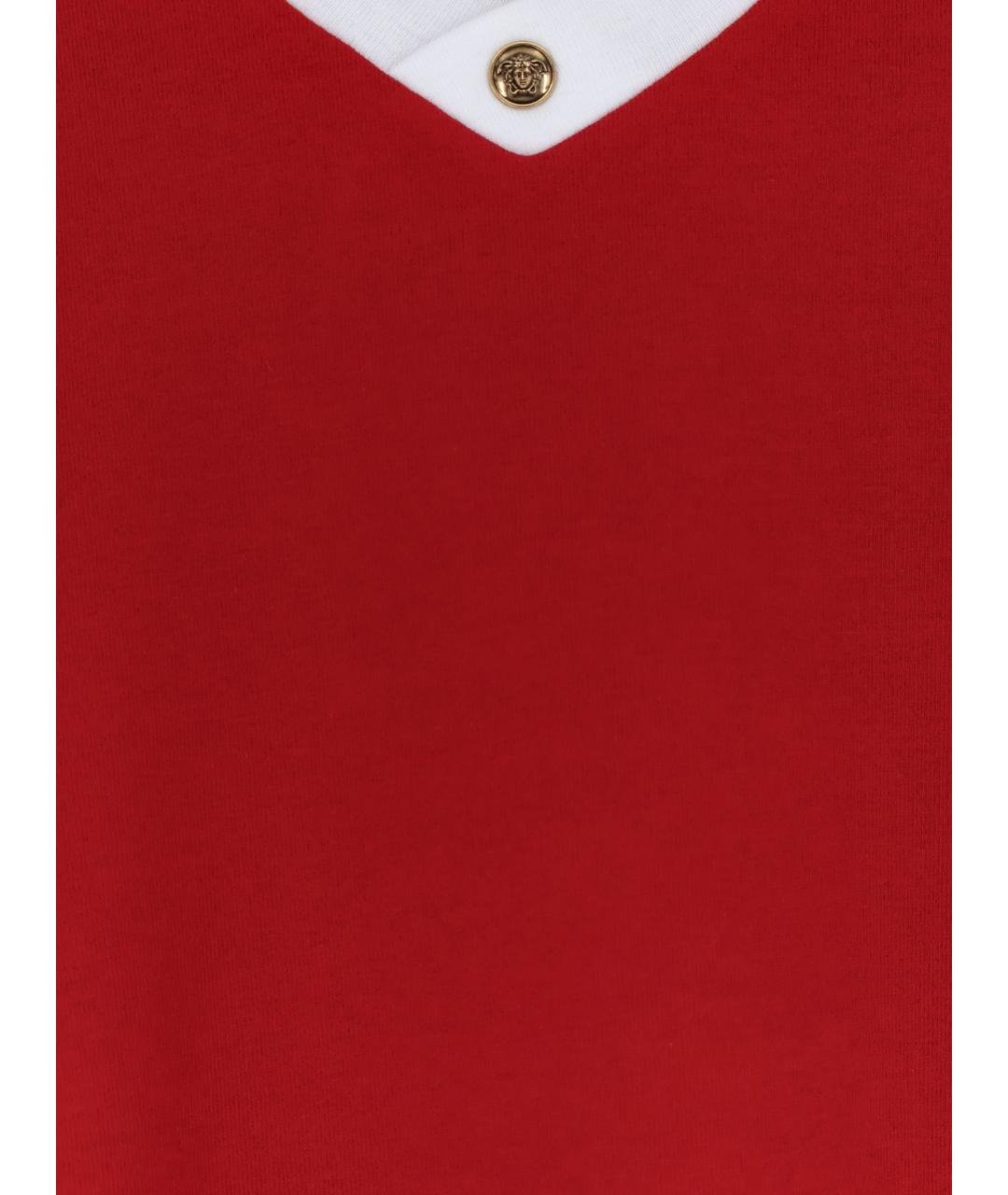 VERSACE Красная хлопко-эластановая футболка, фото 3