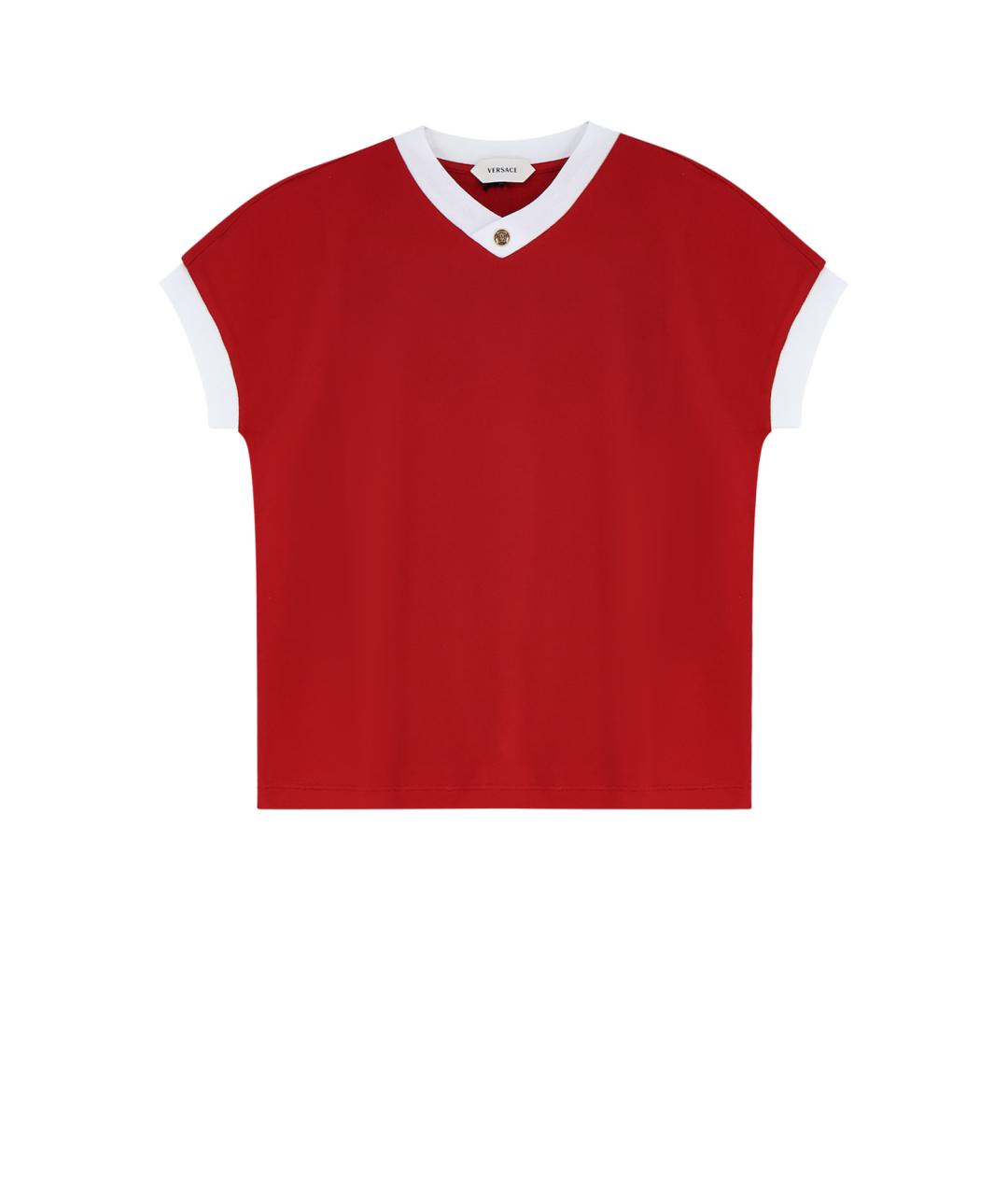 VERSACE Красная хлопко-эластановая футболка, фото 1