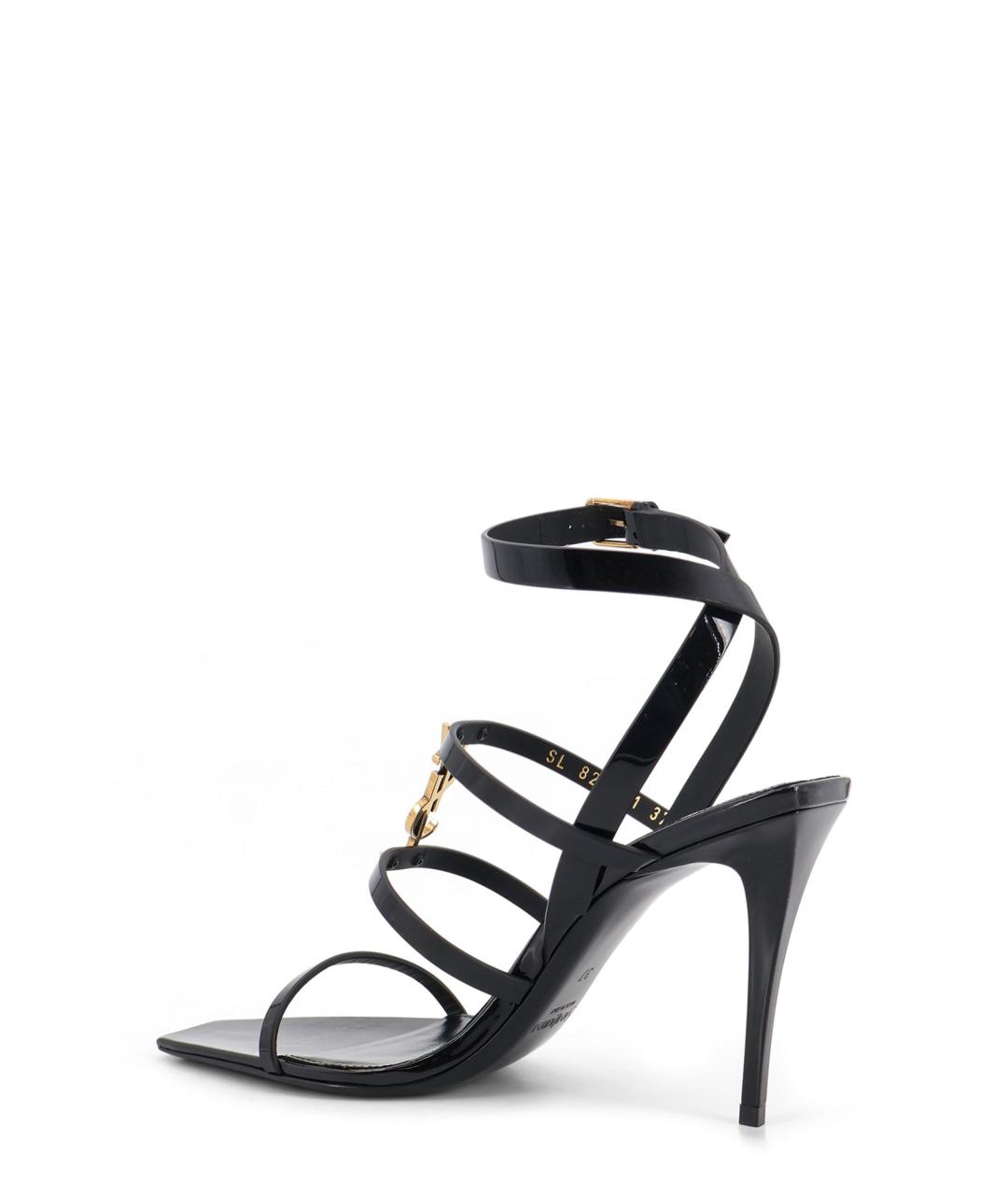 SAINT LAURENT Черные босоножки из лакированной кожи, фото 3
