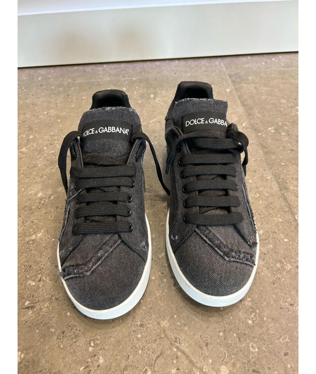 DOLCE&GABBANA Серые текстильные кеды, фото 2