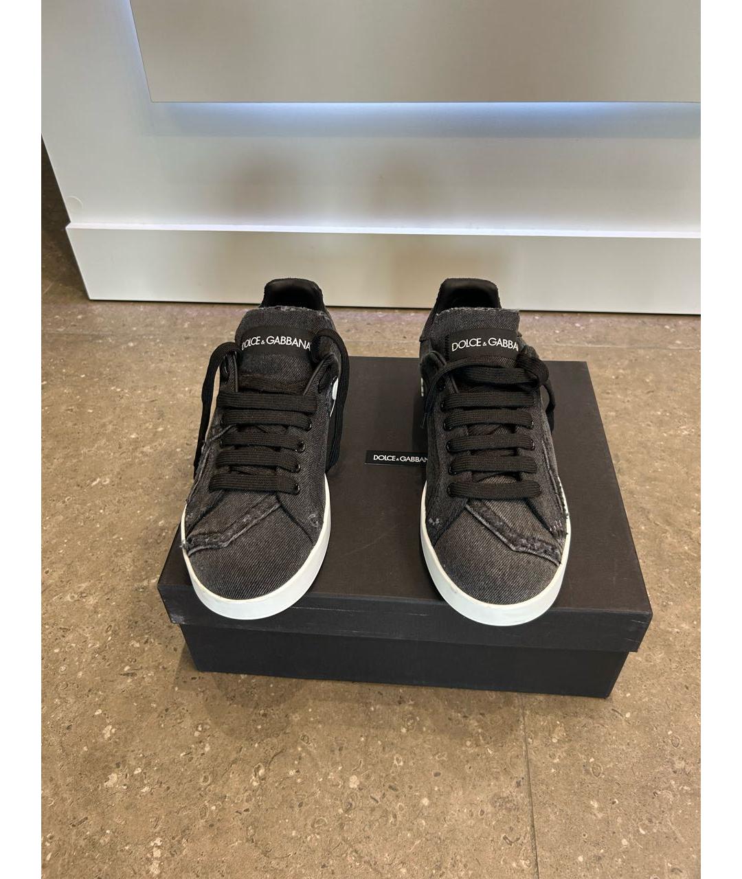 DOLCE&GABBANA Серые текстильные кеды, фото 7