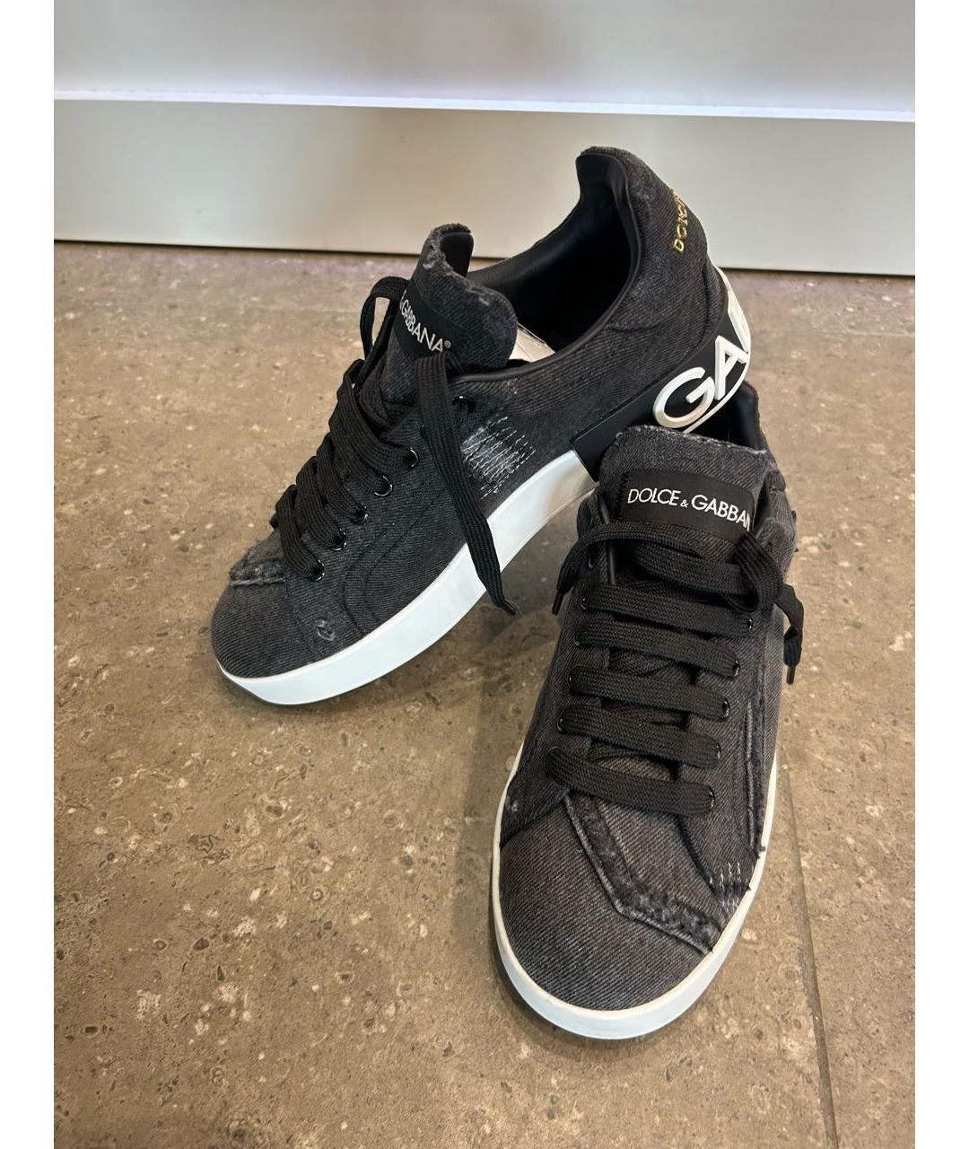 DOLCE&GABBANA Серые текстильные кеды, фото 8