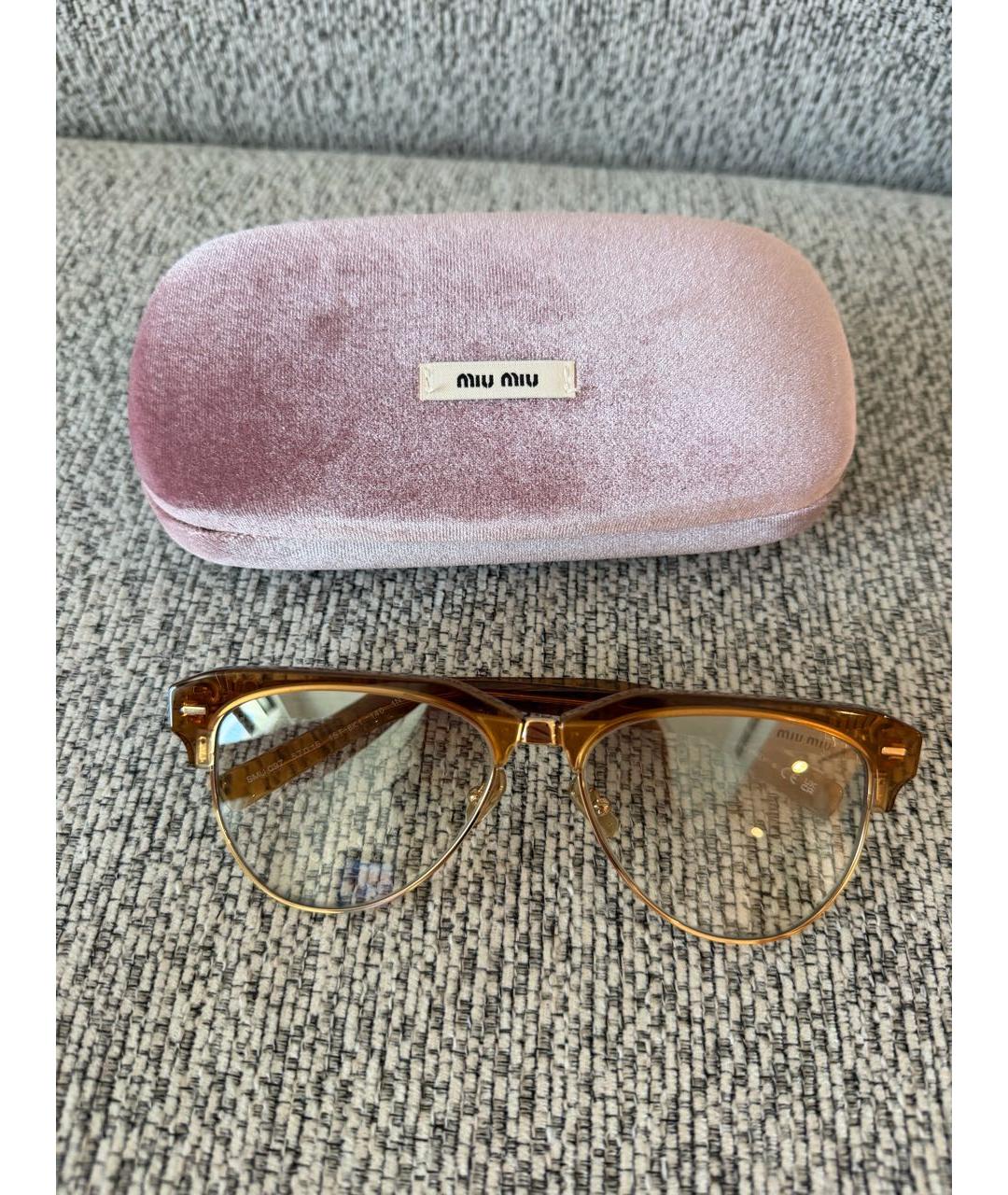 MIU MIU Коричневые пластиковые солнцезащитные очки, фото 9