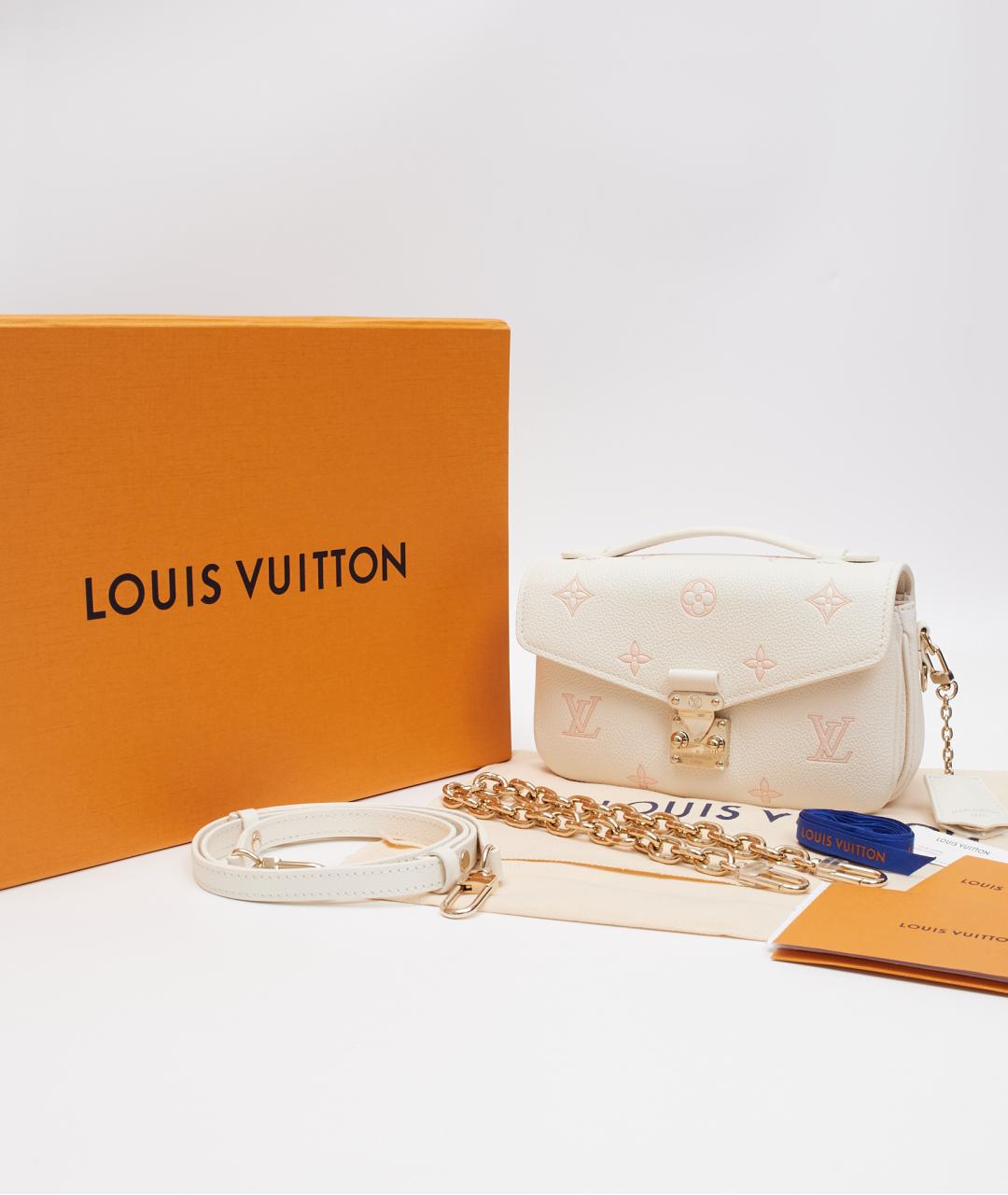 LOUIS VUITTON Белая кожаная сумка через плечо, фото 9