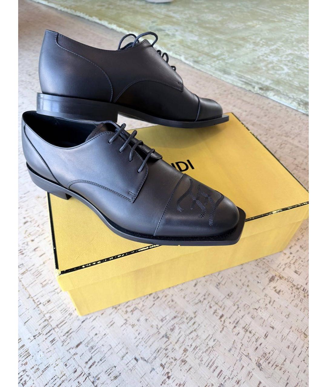 FENDI Черные кожаные туфли, фото 6