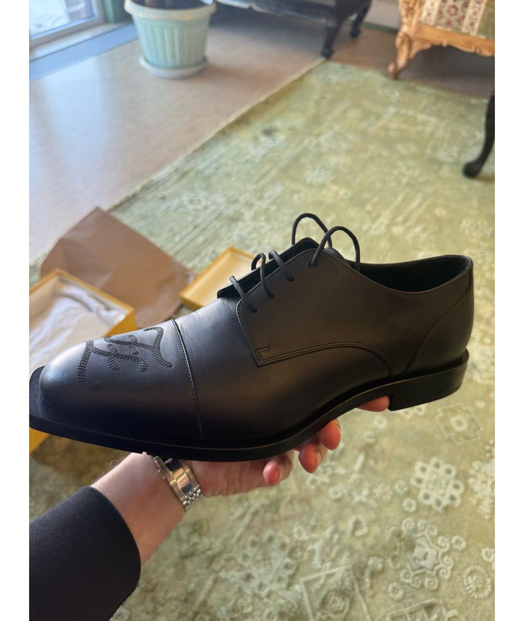 FENDI Черные кожаные туфли, фото 3