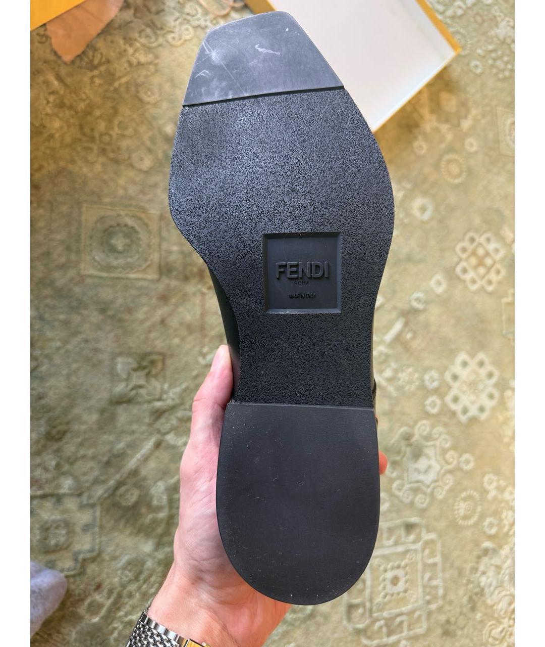 FENDI Черные кожаные туфли, фото 4