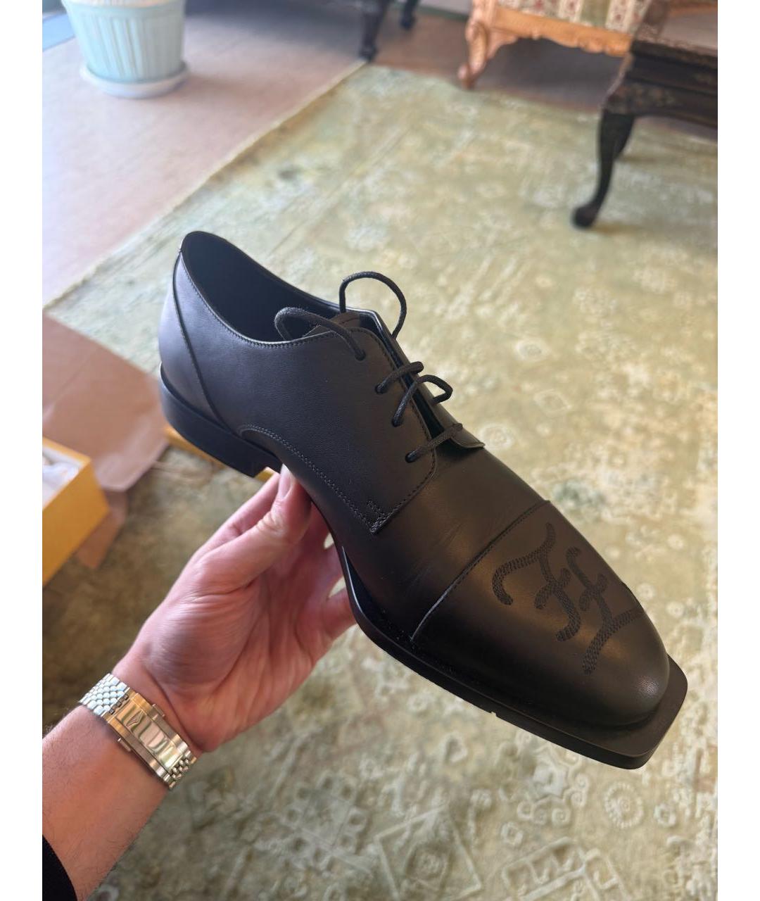 FENDI Черные кожаные туфли, фото 2