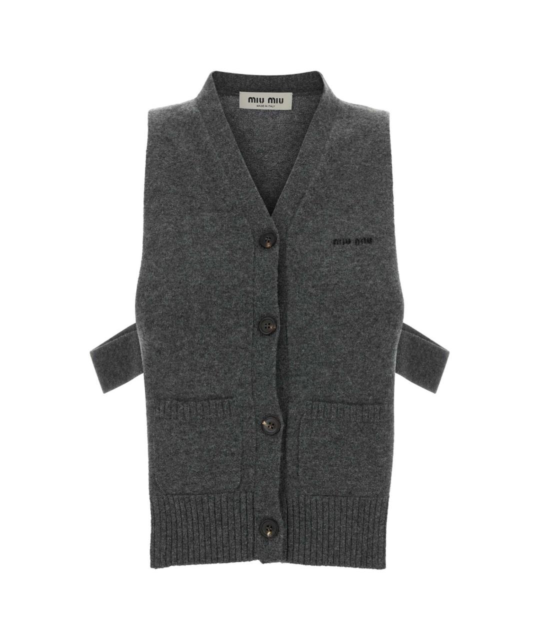 MIU MIU Антрацитовая кашемировая жилетка, фото 1