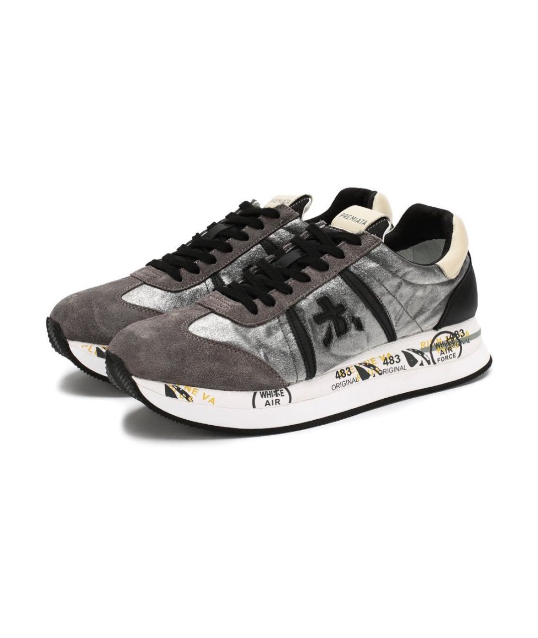 PREMIATA Серые кожаные кроссовки, фото 2