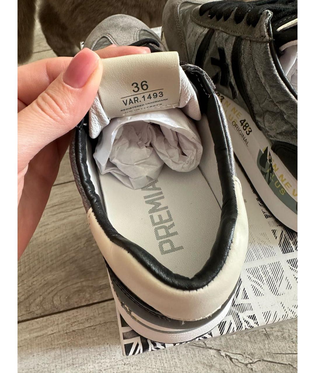 PREMIATA Серые кожаные кроссовки, фото 5