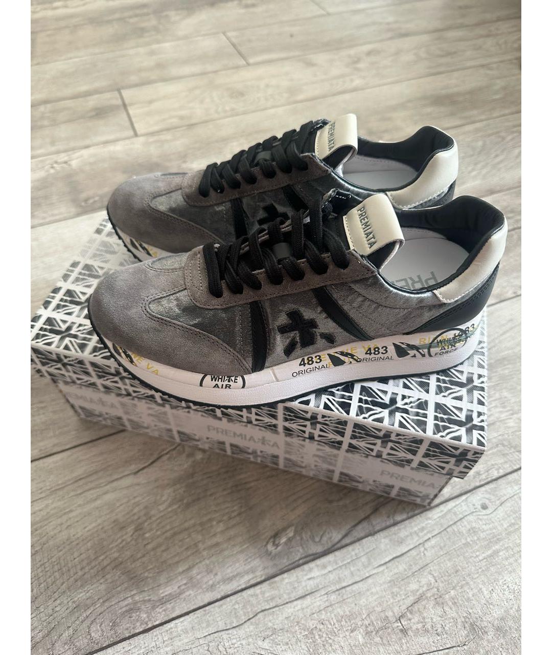 PREMIATA Серые кожаные кроссовки, фото 4