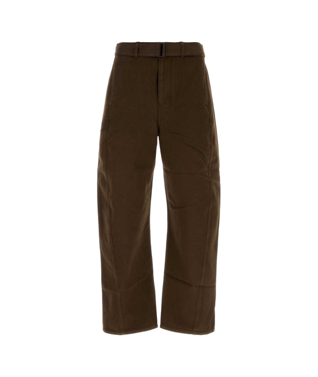 LEMAIRE Коричневые хлопковые повседневные брюки, фото 1