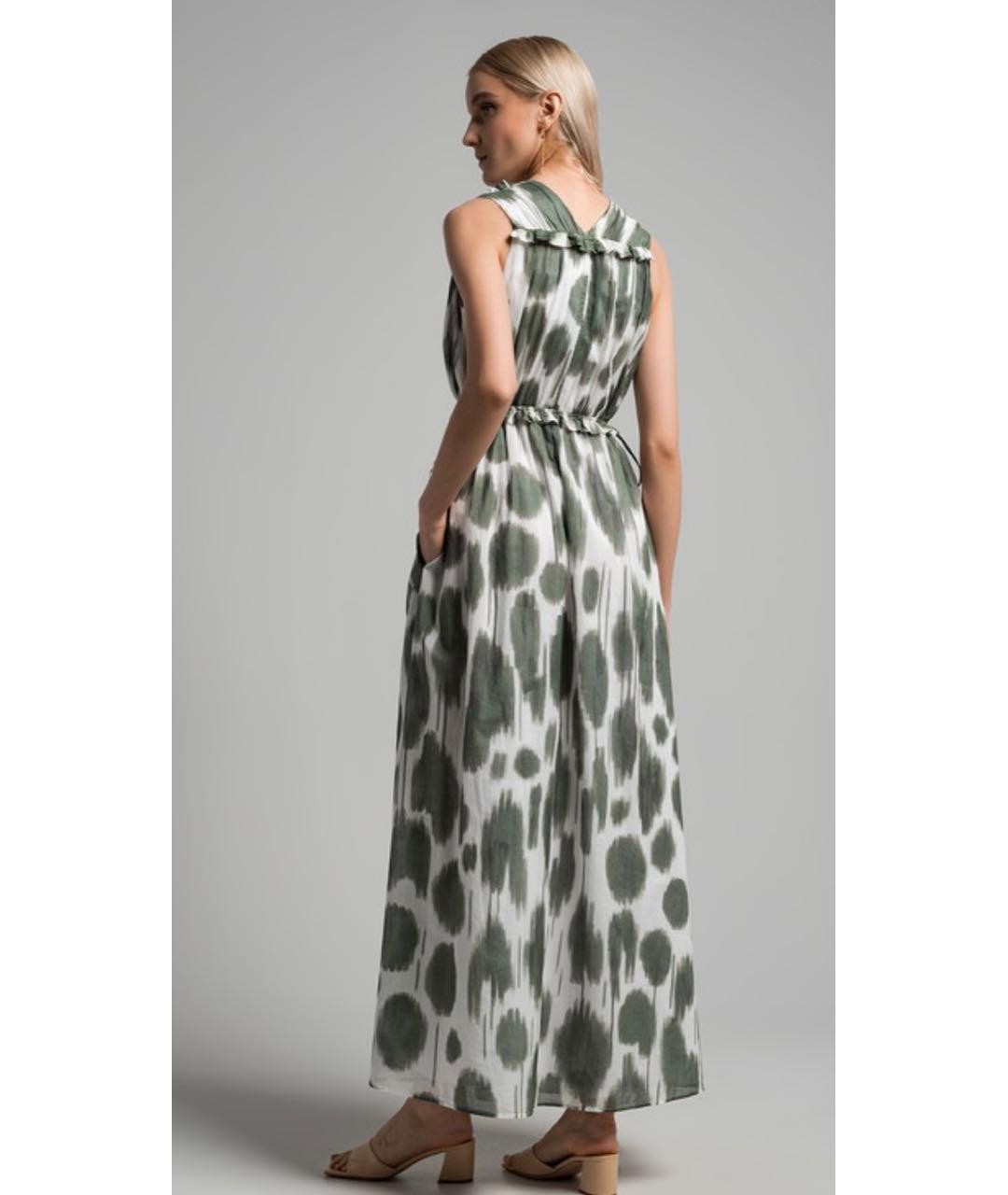 PESERICO Зеленые хлопковое повседневное платье, фото 7