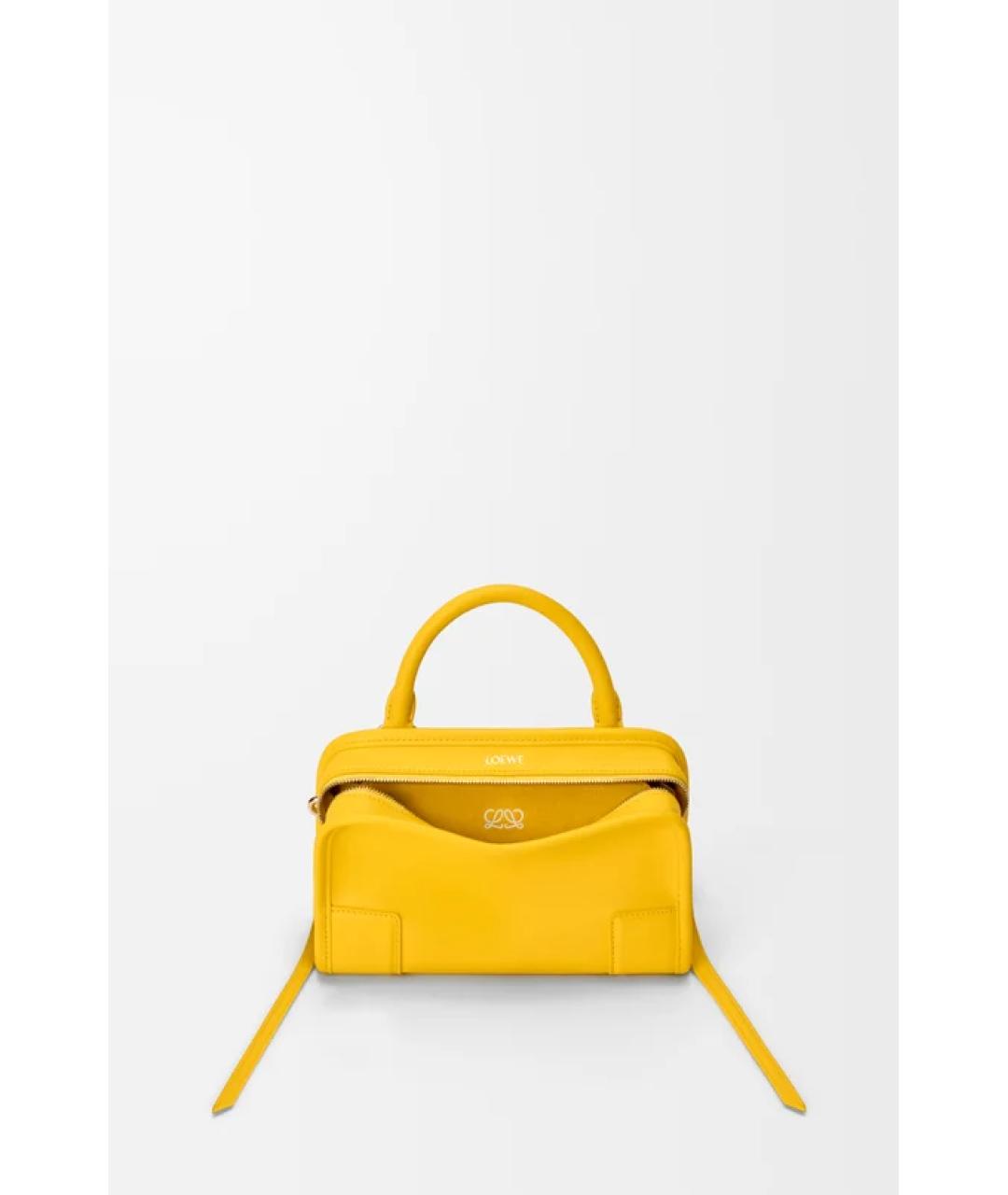 LOEWE Желтая кожаная сумка с короткими ручками, фото 3