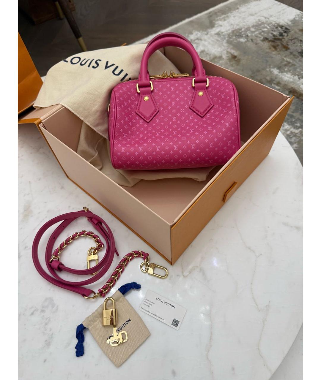 LOUIS VUITTON Розовая кожаная сумка с короткими ручками, фото 2